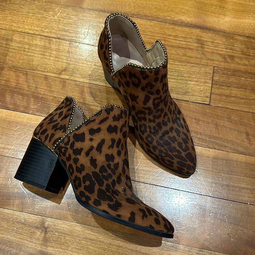 Leopard print booties